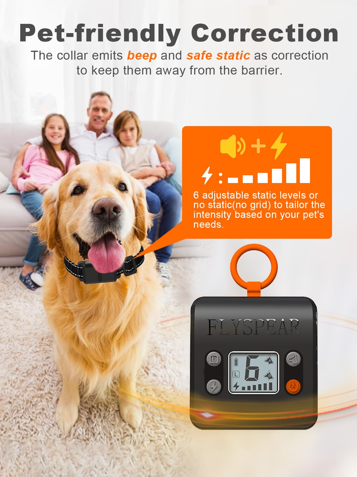 FLYSPEAR Collar receptor adicional para barrera inalámbrica para mascotas en interiores, solo collar receptor
