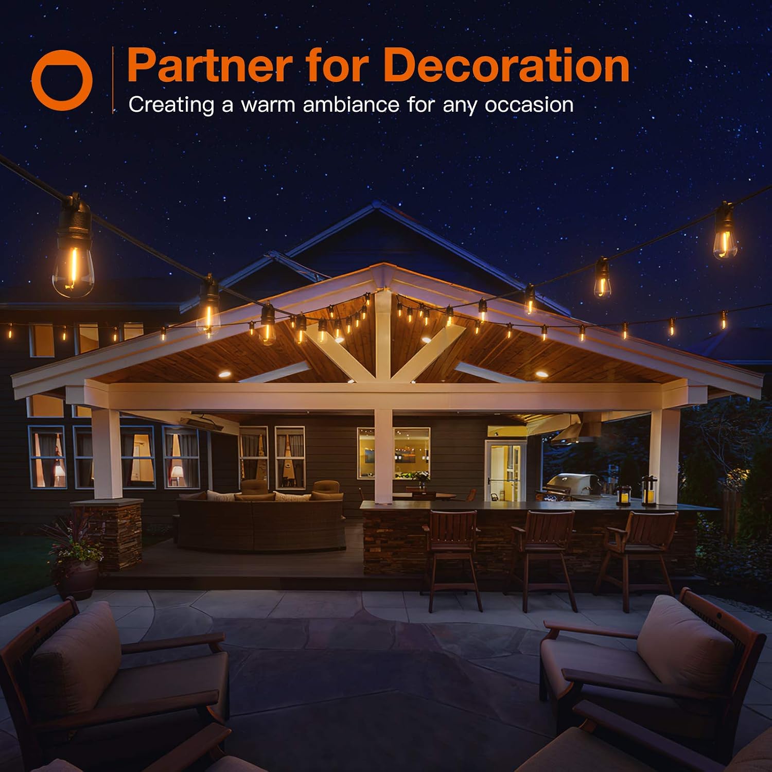 addlon 27FT Solar String Lights Outdoor, Commercial Grade LED Solar Café Patio Lights, Porch Market Light, Waterproof and Shatterproof, Vintage Edison Bulbs, Create Ambience On Garden, Warm Yellow