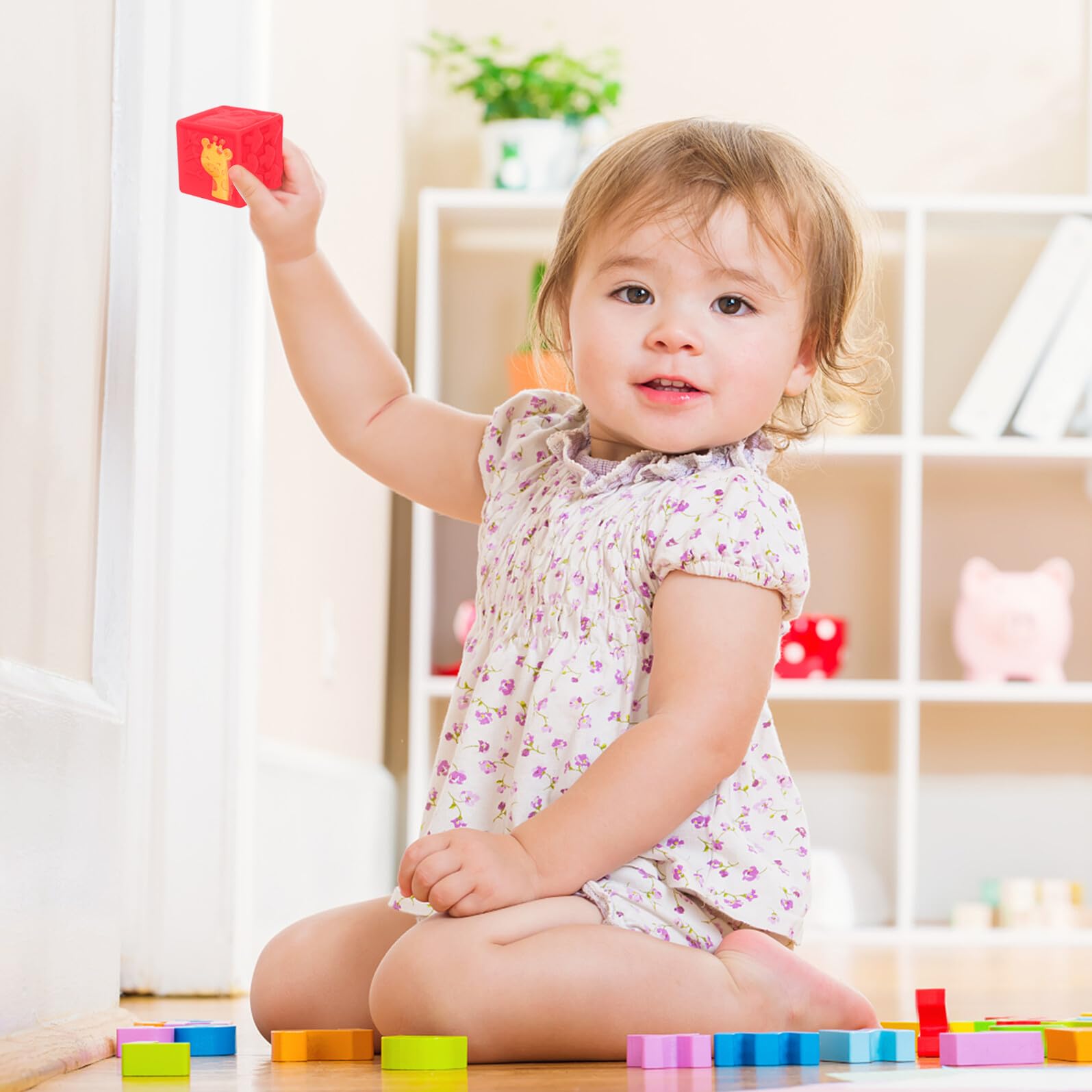 Blocs pour Bébé 9 Pièces en Pvc, Jouet D'éveil pour Garçon et Filles
