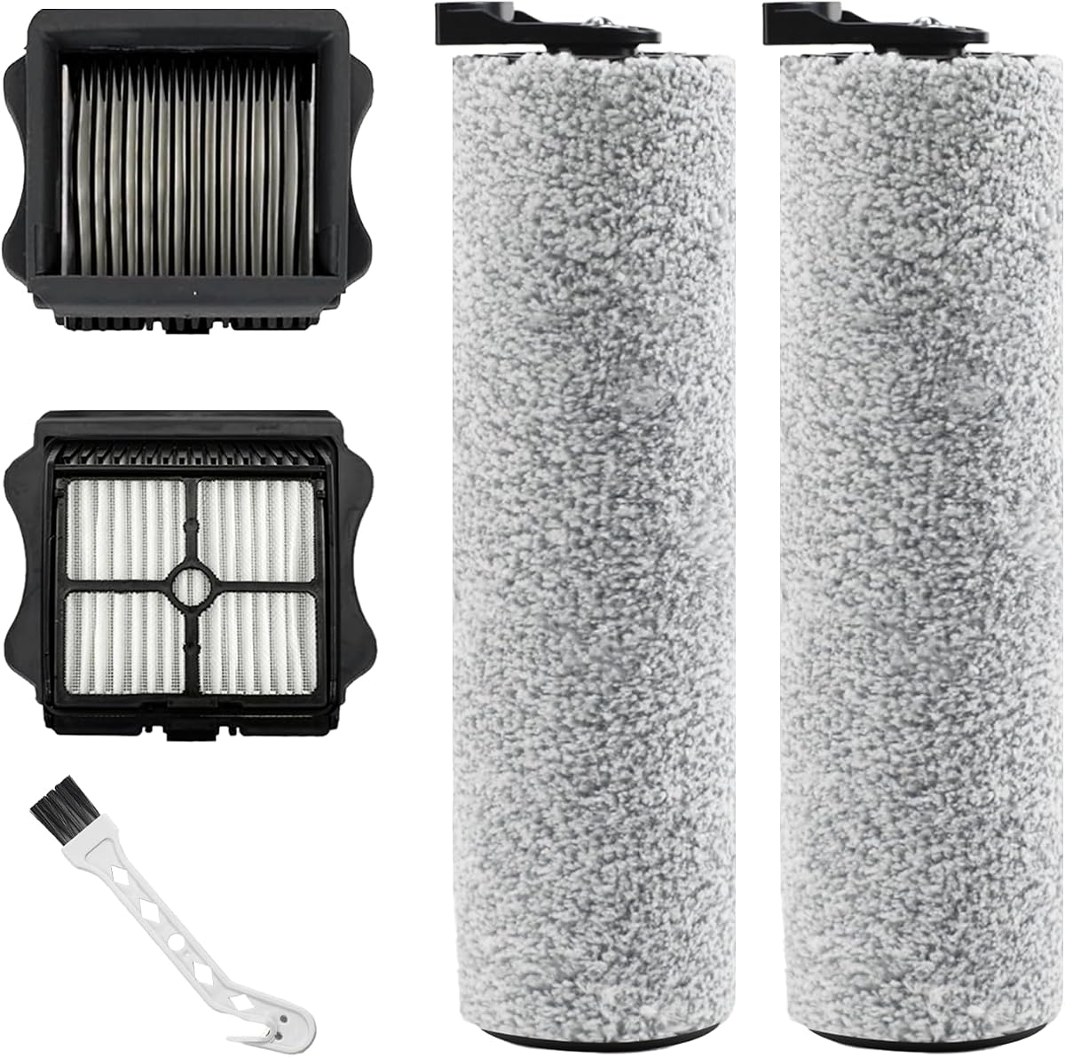 iFloor 3/Floor One S3 Roller Brush Replacement Fit for Tineco,2 Brush Rollers and 2 HEPA Filters for Cordless Wet Dry Vacuum Cleaner, Vacuum Mop replacement Parts
