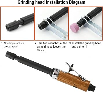 Extended Air Die Grinder, 25000 RPM Pneumatic Straight Grinder with 1/4
