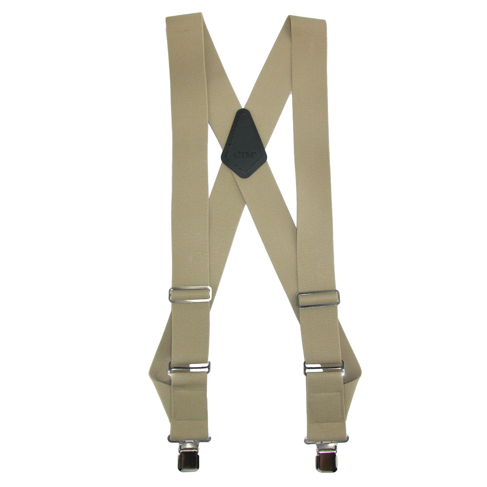 CTM Men's Big & Tall Elastic Basic Trucker Side Clip Brace, Khaki