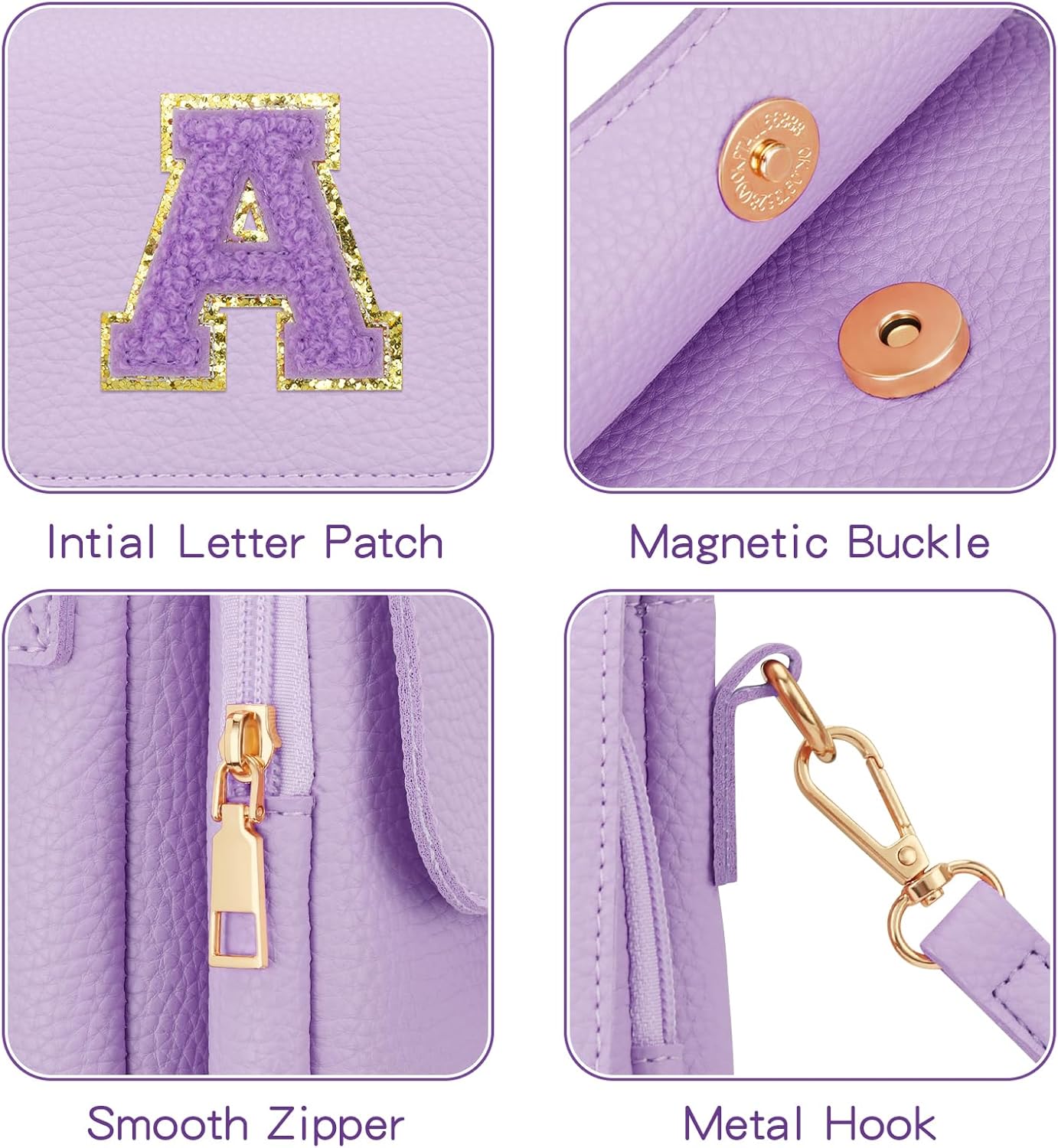 Valentines Gifts for Kids Small Initial Crossbody Bag for Teens Vegan Leather Cell Phone Girls Purse - Image 5