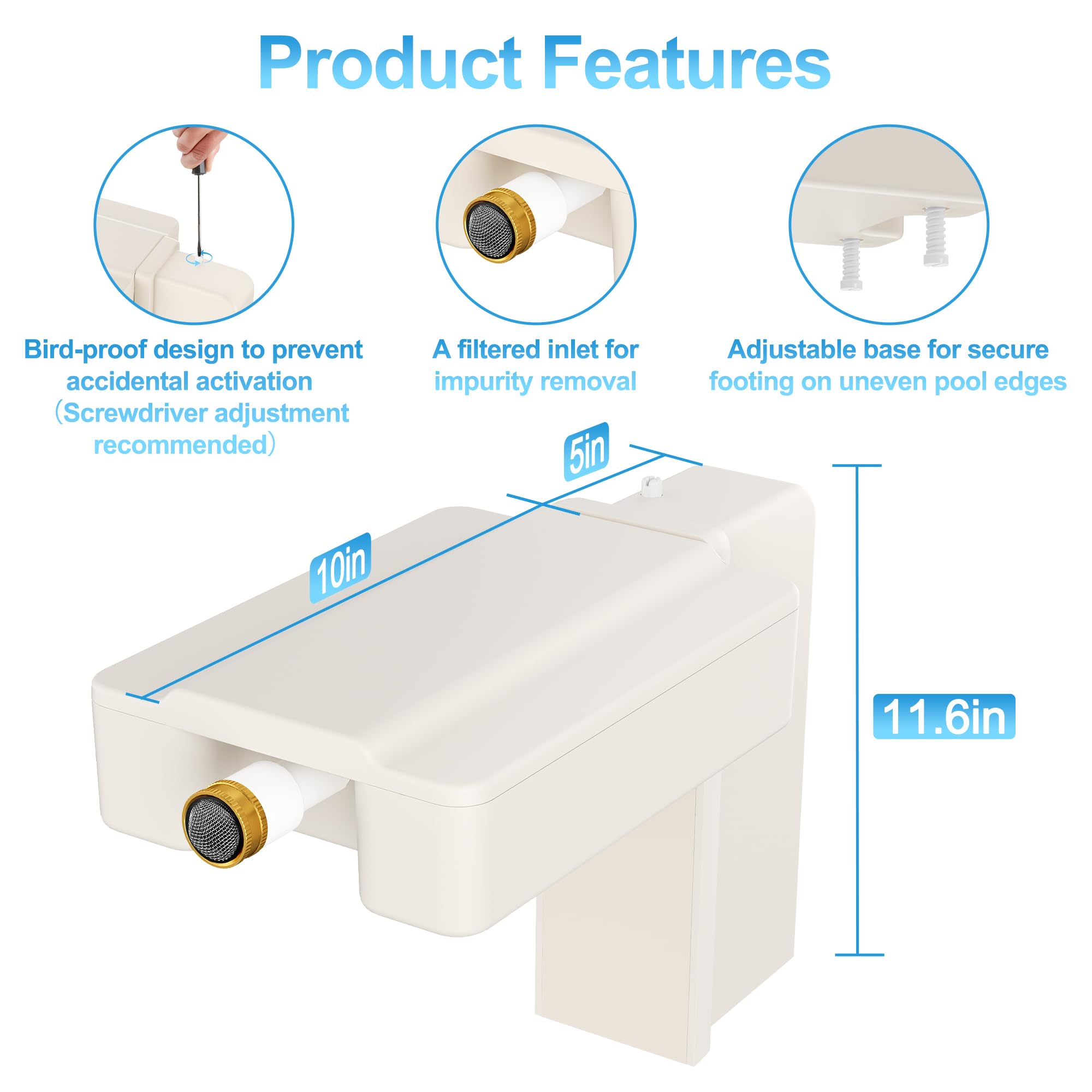 Llenador automático de piscina, nivelador de agua para piscinas/spas/estanques, gris y blanco | Válvula de llenado ajustable automática, para piscinas, spas, estanques, fuentes, control de nivel de agua, fácil instalación