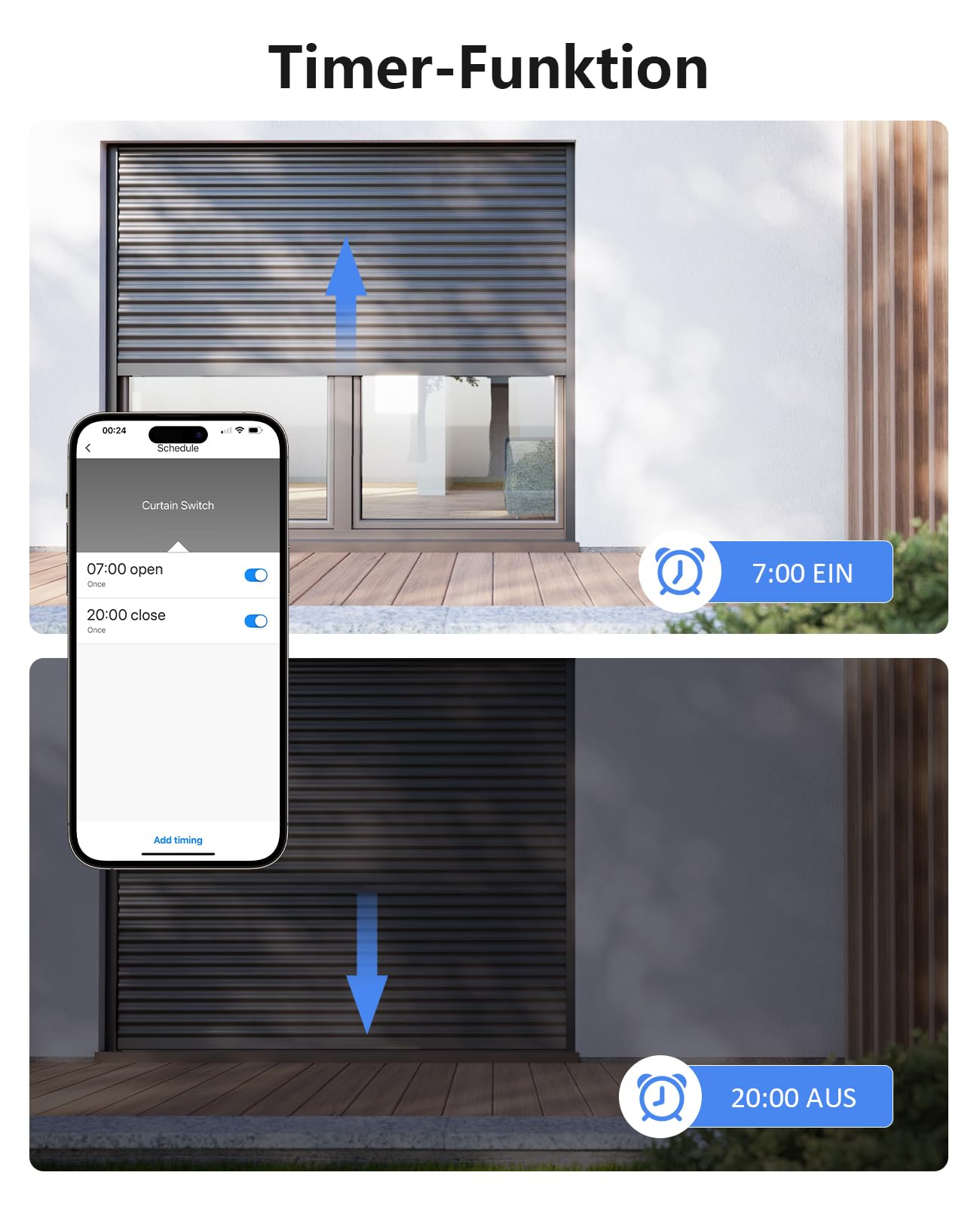 YOMOGI Wlan Rolladenschalter mit RF Fernbedienung gekoppelt, Prozentkontrolle Wlan Rolladen Zeitschaltuhr für Rollläden/Jalousien, Kompatibel mit Alexa & Google & Siri, Mit Fernsteuerung, 6 Packs