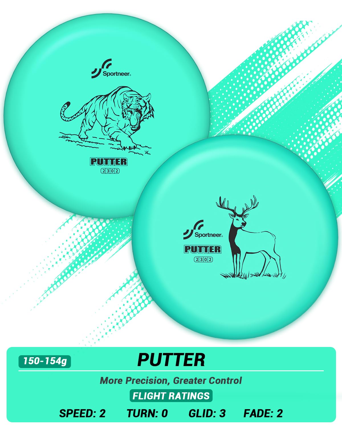 Sportneer Set di dischi da golf, disco da golf per adulti (animali terrestri, 6)