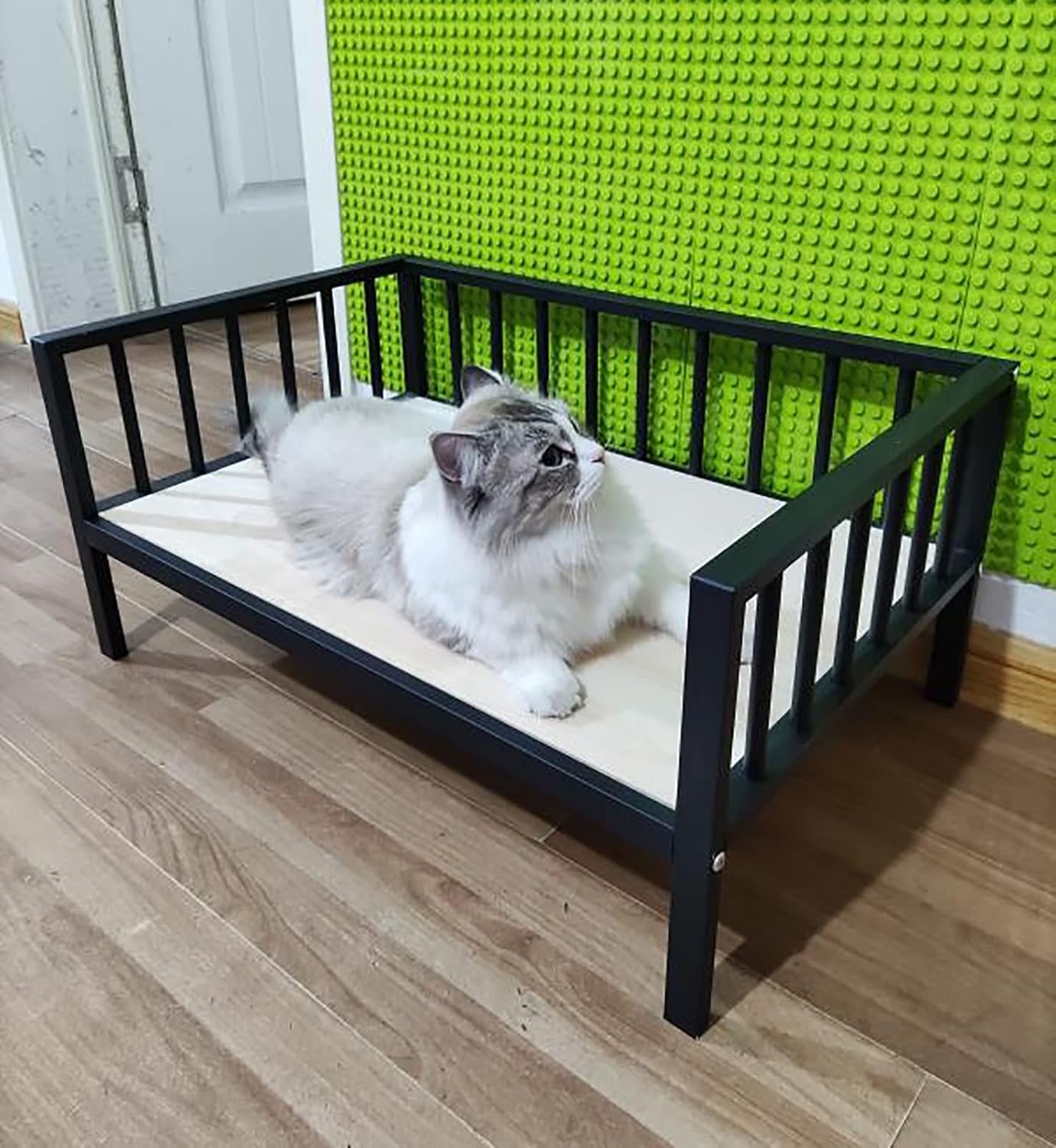 Pet Bed Black Large Raised Pet Sofa with Wooden Bed Board, Indoor Heavy Duty Elevated Cat Couch, for Orthopedic Joint Relief, Older Dogs (Size : S-68x46x15cm/26.8x18.1x5.9in) ()