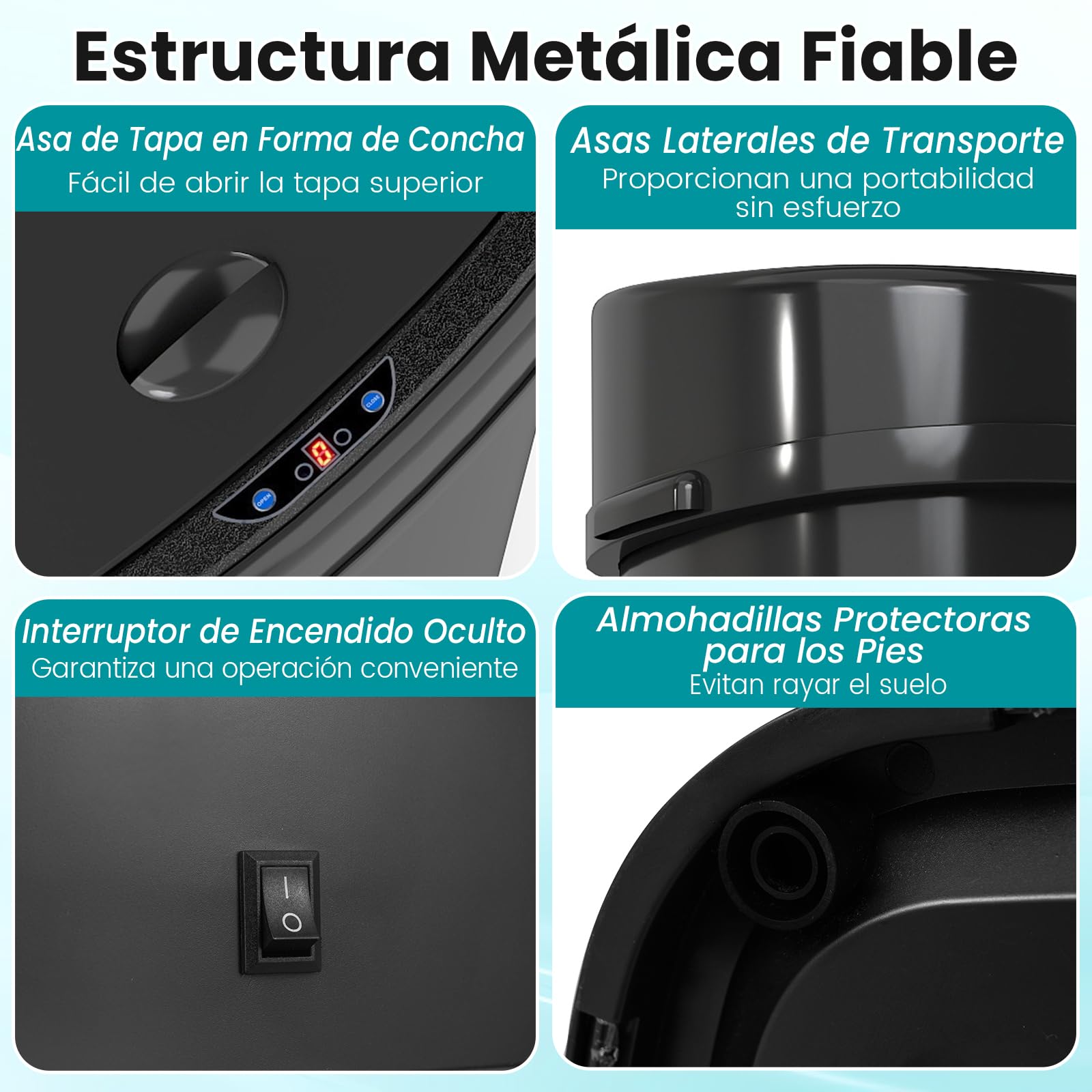 COSTWAY Cubo de Basura Automático 58L, Papelera Cocina de Reciclaje Inteligente con 2 Compartimentos, Tapa que se Mantiene Abierta y Cierre Suave, Cubos Basura con Sensor para Cocina, Negro
