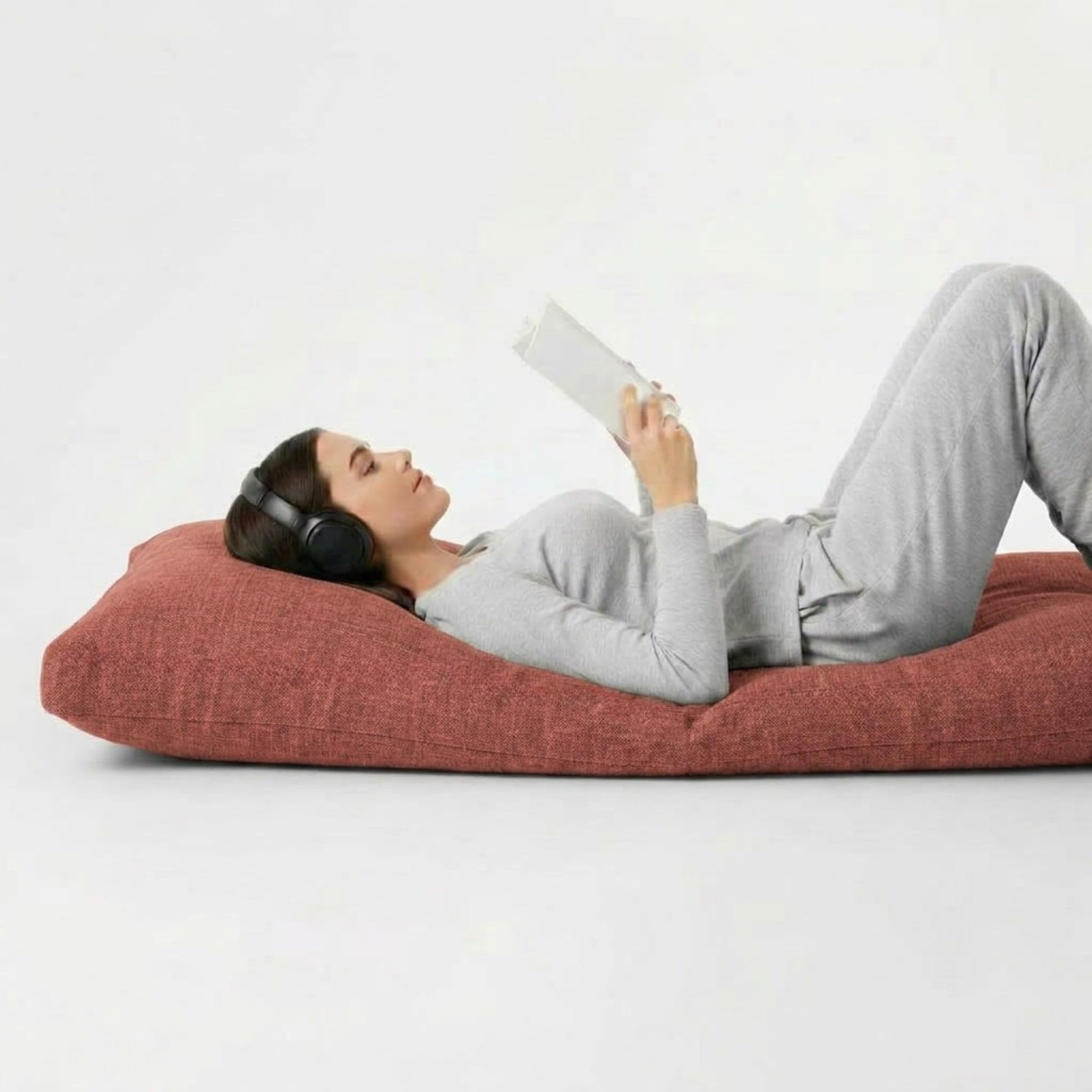 Kosiproducts Sensory Beanbag Floor Rectangle Cushions Pillow Wexford Linen Outer Removanle Washable Cover, Ergonomic, Safe Place, Neuro Divergent Surroundings, Polysterene Bead Filling -Orchid-84x65