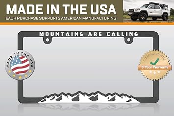 Spiffy Mountain License Plate Frame License Tag Holder Bracket Mountains are Calling Tag Frame for Overlanding Vehicles Gift for Car Guy | Made in the USA | Great for Hiking, Biking and Outdoor Lovers