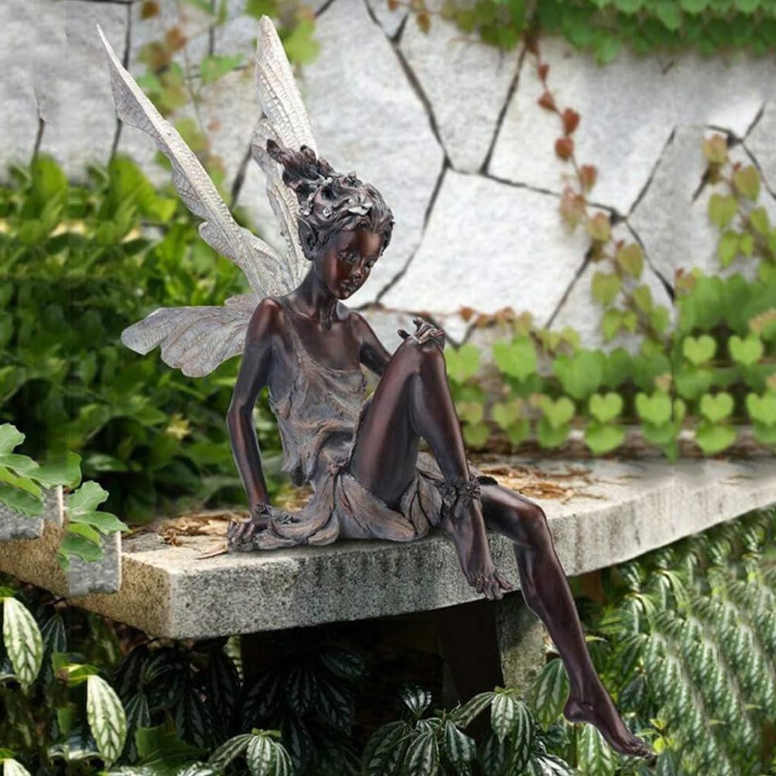 Romeeton Fairy Garden Ornaments Outdoor, Flower Fairy Statue Decoration - Image 4