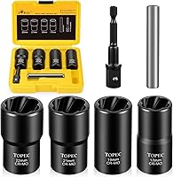 Vista 1 de Topec 6 herramientas de extracción de tuercas de llanta, kit de extracción de bloqueo de rueda motriz de 1/2 pulgada, removedor de tuercas peladas