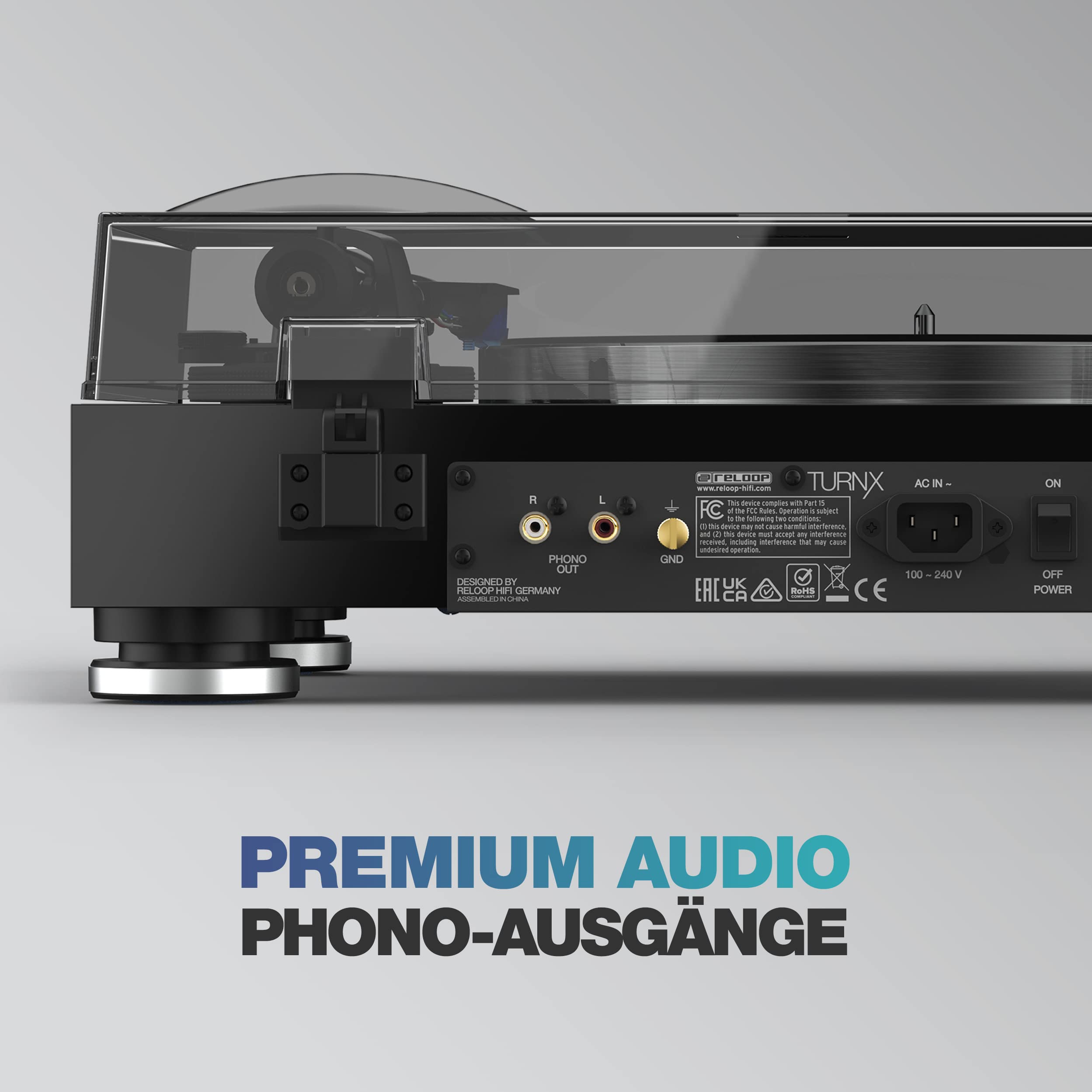 Reloop Turn X - Premium HiFi-Plattenspieler Inkl. Ortofon 2M Blue, High Torque-Direktantrieb, Präzise Rotationssteuerung, 3 Geschwindigkeiten, CNC-Aluminium-Druckgussteller, Anti-Skating, Schwarz