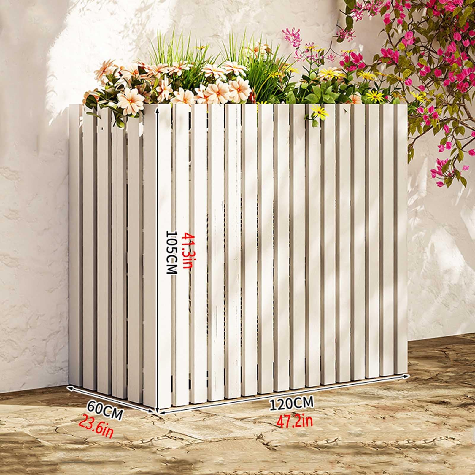 Cubierta de radiador y valla de aire acondicionado resistente a la intemperie, con reducción de ruido, para equipos de piscina, 120 x 60 x 105 cm, color blanco A