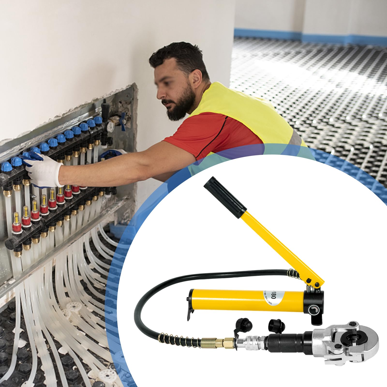 Pince à sertir hydraulique en cuivre avec profil en V pour PEX, PB, raccords en cuivre 6T, 38 x 23 x 16 cm