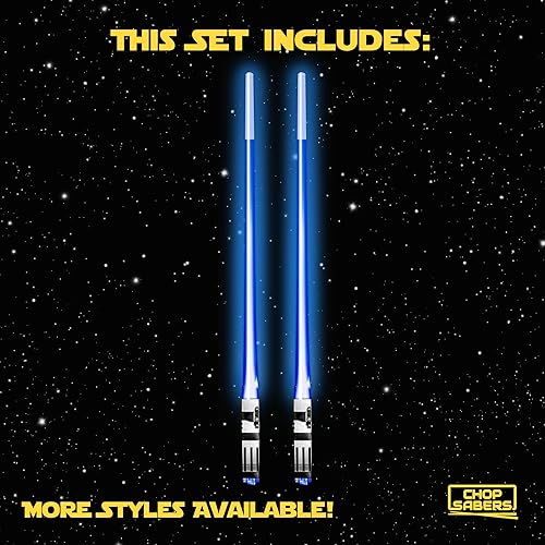 Vista 4 de Palillos de sable de luz LED (1 par, azul, puntas para agarrar alimentos)