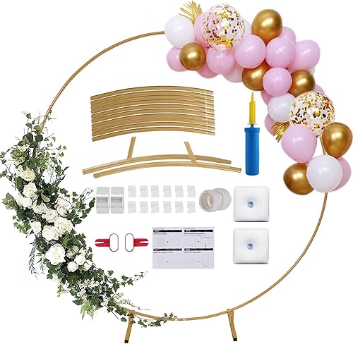 Kit de soporte redondo de arco de globos de 6.6 pies, arcos de boda para ceremonia, soporte de telón de fondo para fiestas, bodas, cumpleaños,