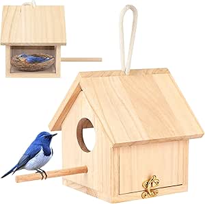 YUEPET Outdoor Bird Houses Transparent Wooden Bird House for Outside