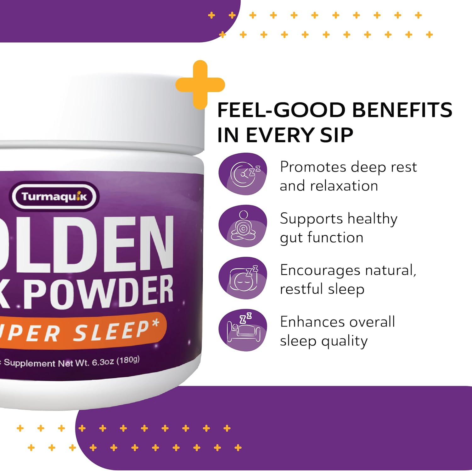 Turmaquik 6.3 Ounce Organic Golden Moon Milk Powder - Super Sleep Blend with Melatonin, Valerian, Chamomile, Lemon Balm, Turmeric, Ginger, Black Pepper, Curcumin, Cinnamon, and Cardamom