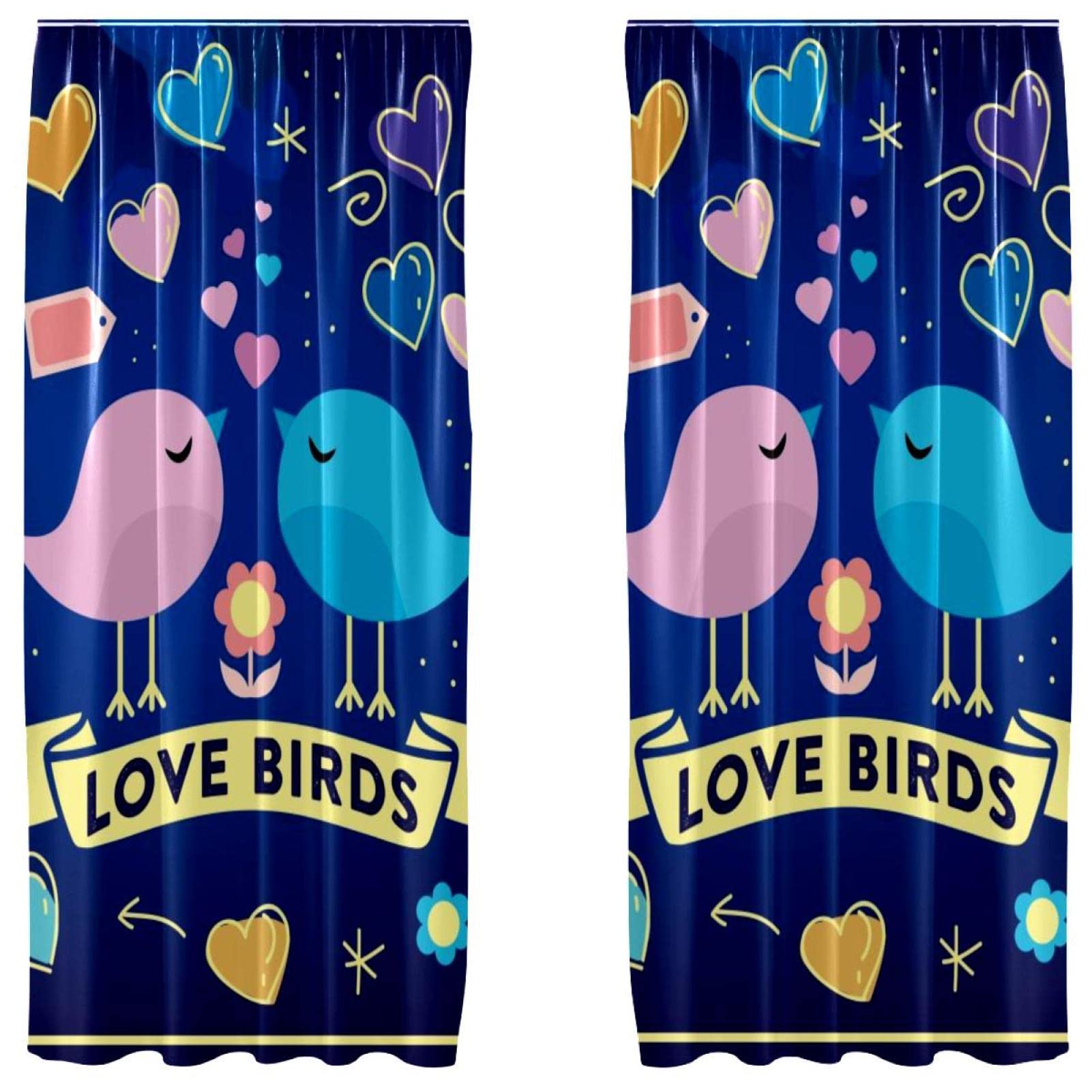 Cortinas ligeras Blue Love Bird para dar luminosidad a habitaciones oscuras con doble panel