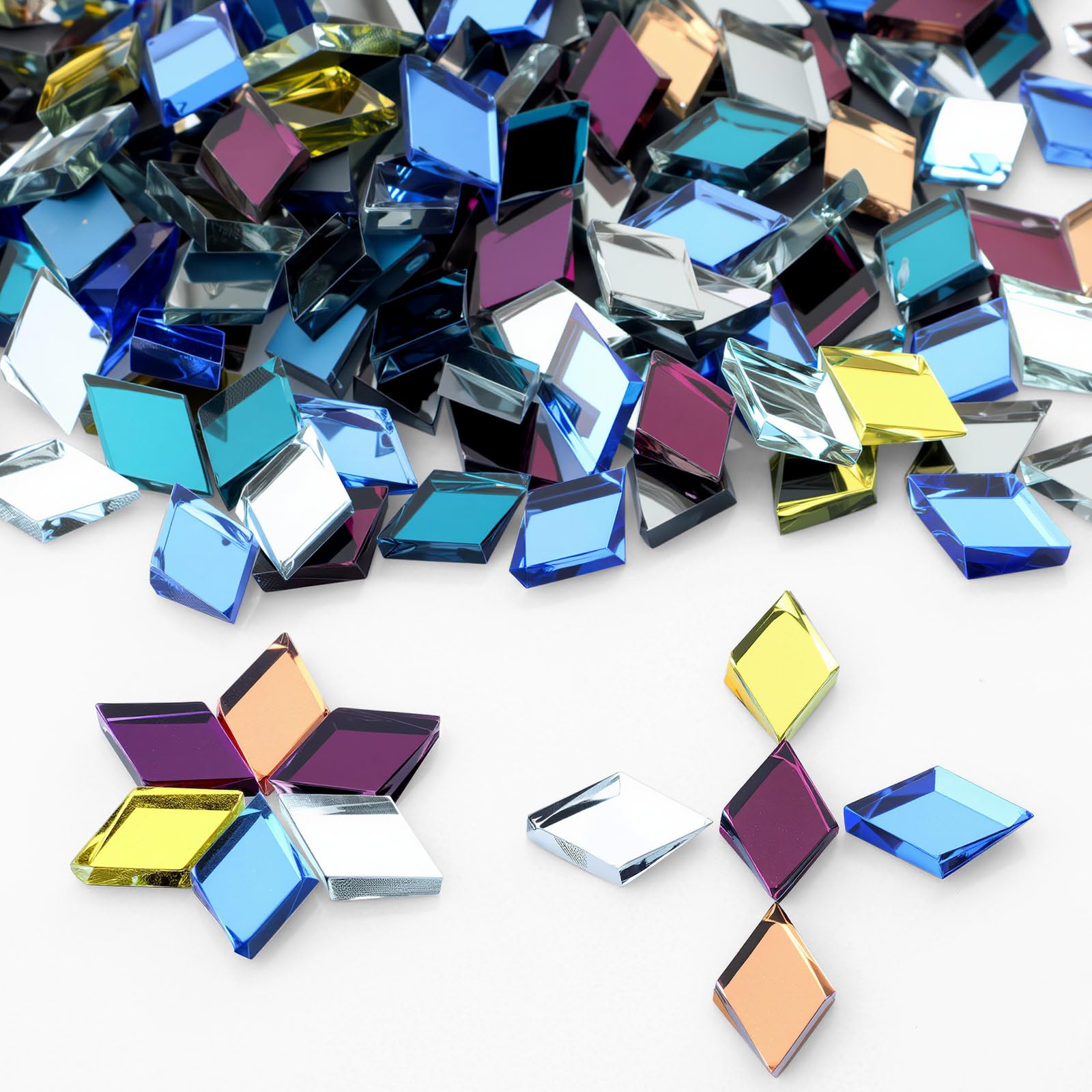Vicenpal 300 Pcs Mirror Mosaic Tiles for Crafts Bulk, 0.4 x 0.8 Inch