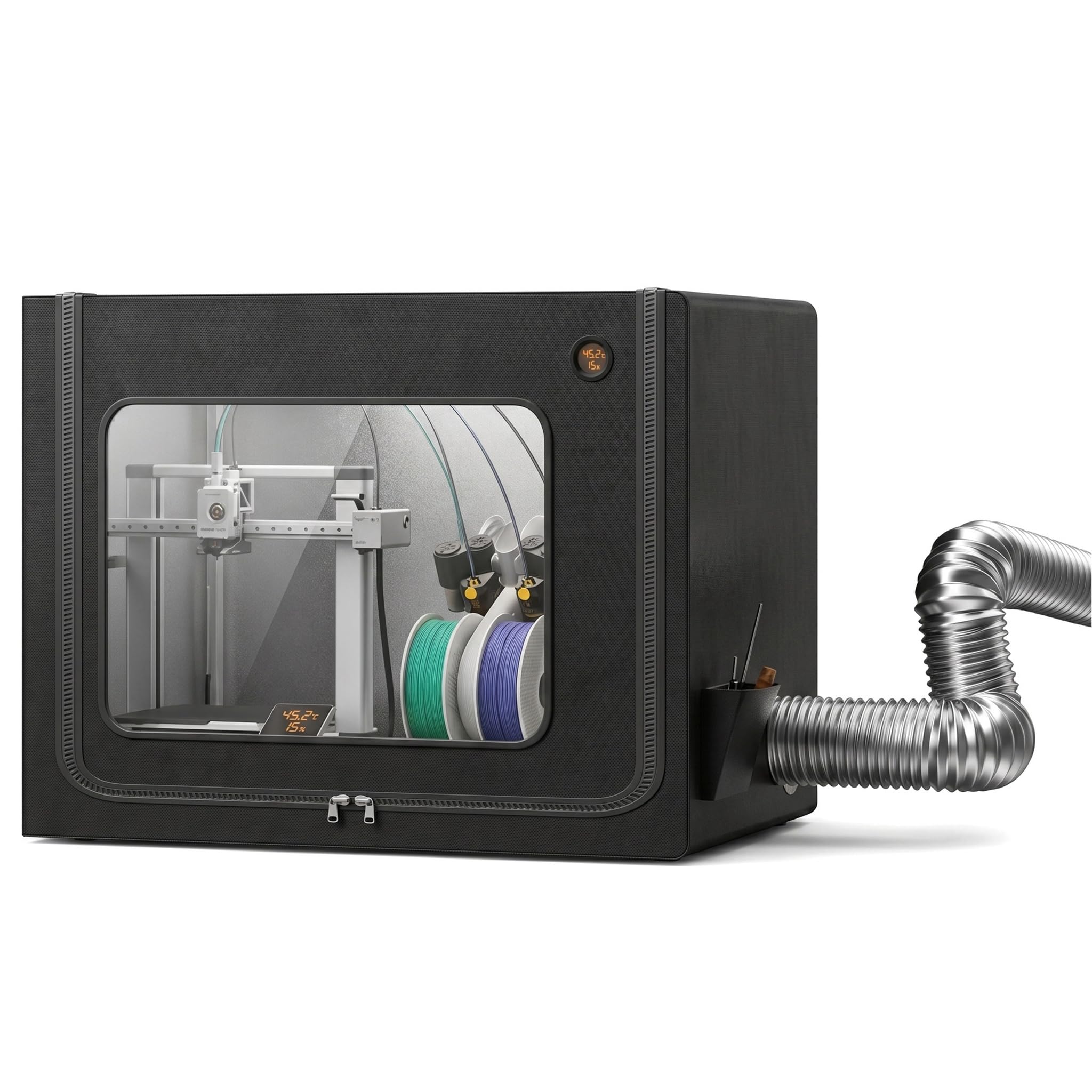 Whoolefun Light 3D Printer Enclosure With Fume Extractor And Led Ing, Ventilation Kit For Filament Dryer And Engraver Protection, Against Smoke Odor And Noise, Enhance Print Quality