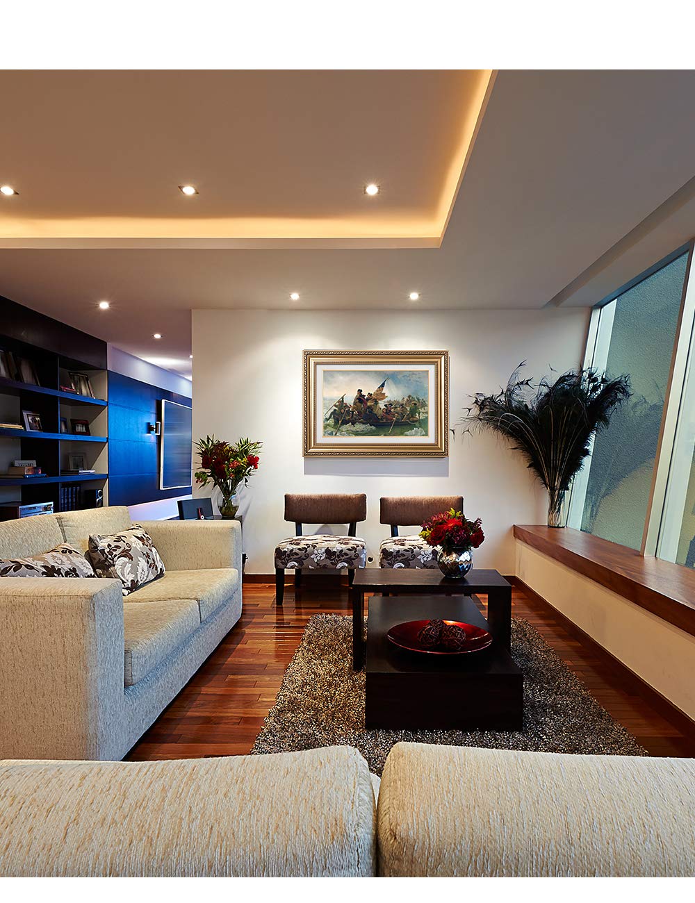 DECORARTS - 'Washington Crossing the Delaware', Emanuel Leutze Classic Art, Giclee Prints on Canvas with matching Golden Frame for Home Decor. Canvas Print Size: 30x20in Total Framed Size: 36x26