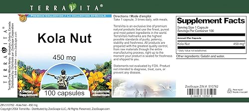 Miniatura 3 de Nuez de cola - 450 mg (100 Cápsulas, ZIN 510762)