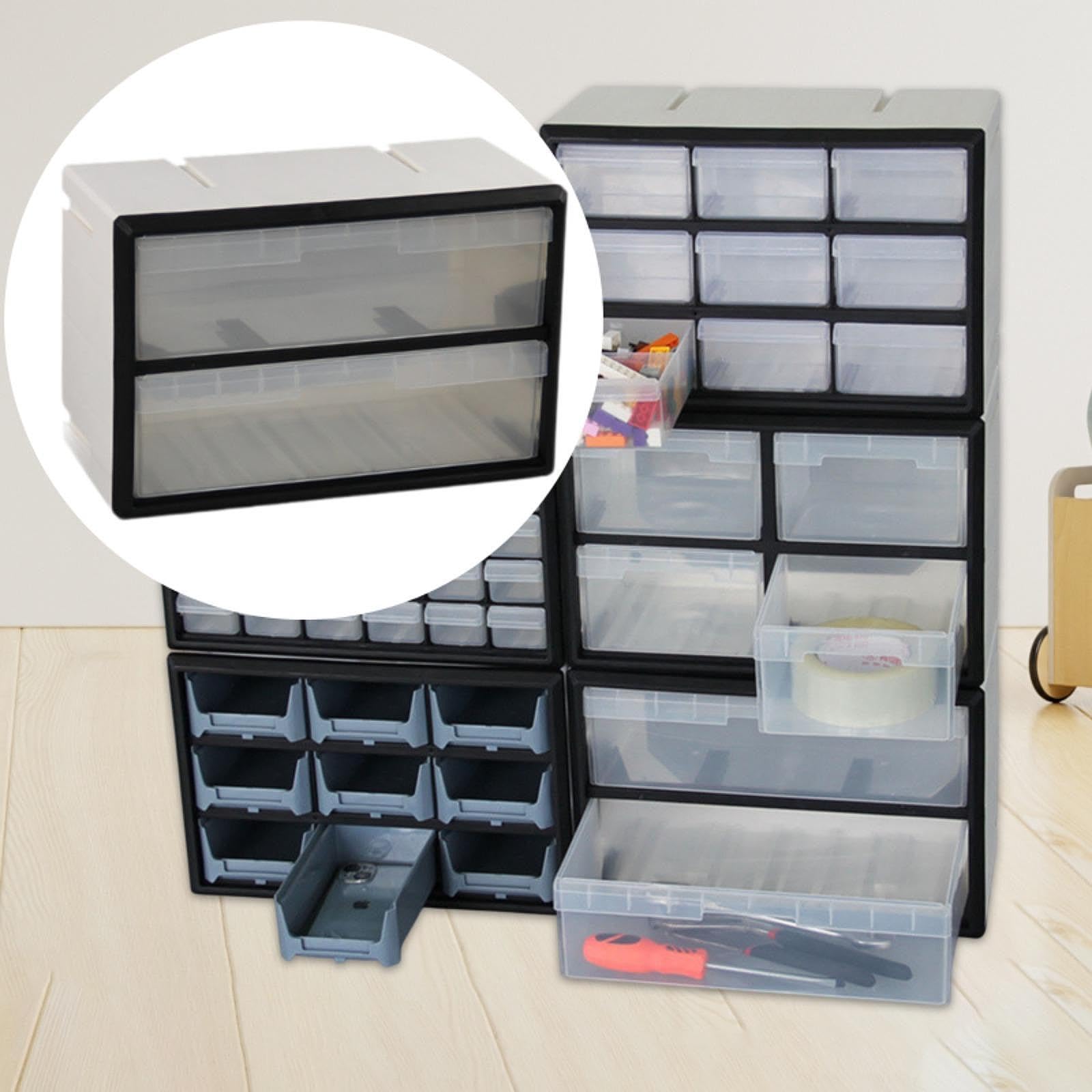 Schubladenschrank Organizer, Garagenorganisation, Werkzeugkasten für Kleinteile, Muttern, Bastelmaterial, Make Up, 2 Schubladen