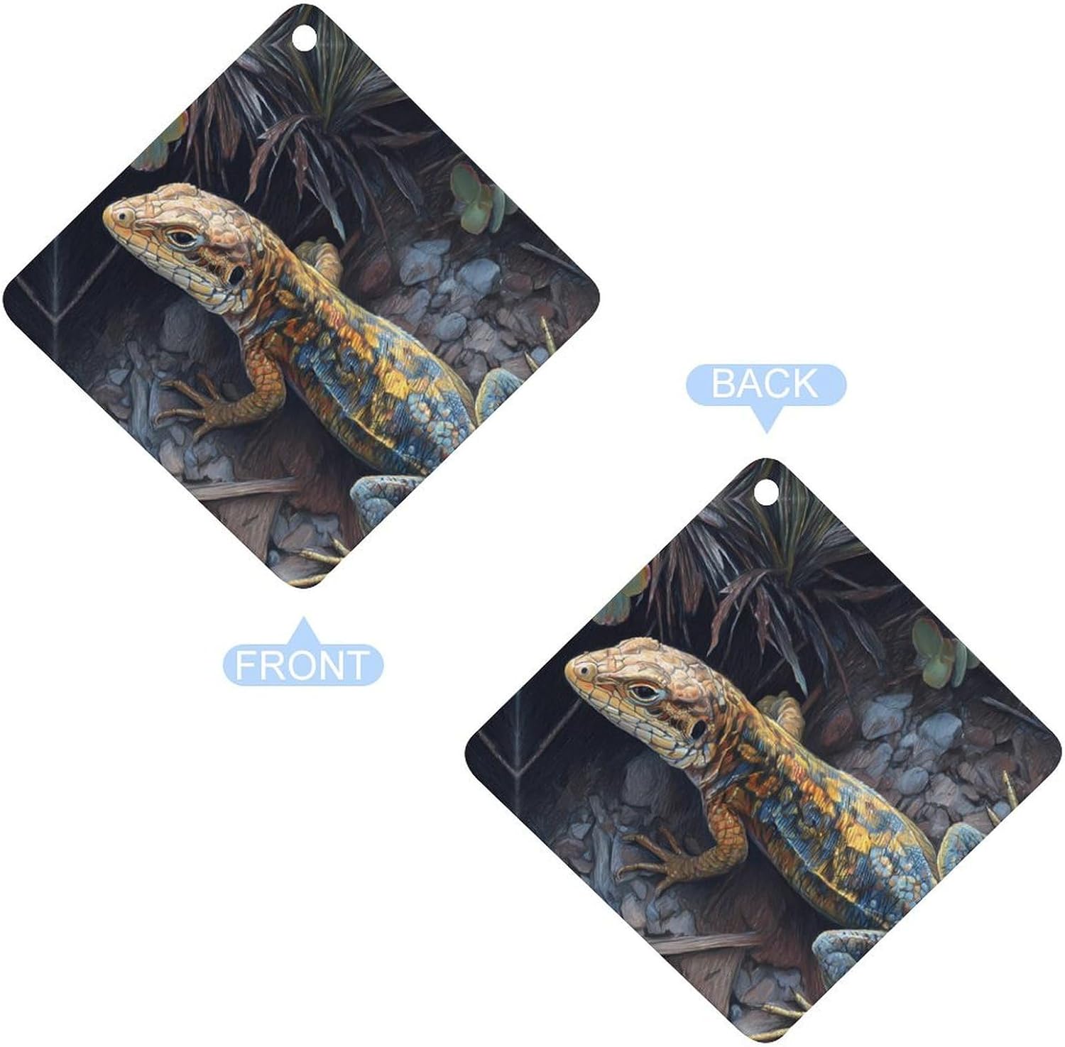 Colorful Lizard Car Air Freshener Car Scent Cards Accessories Rhombus Gray-style image 3