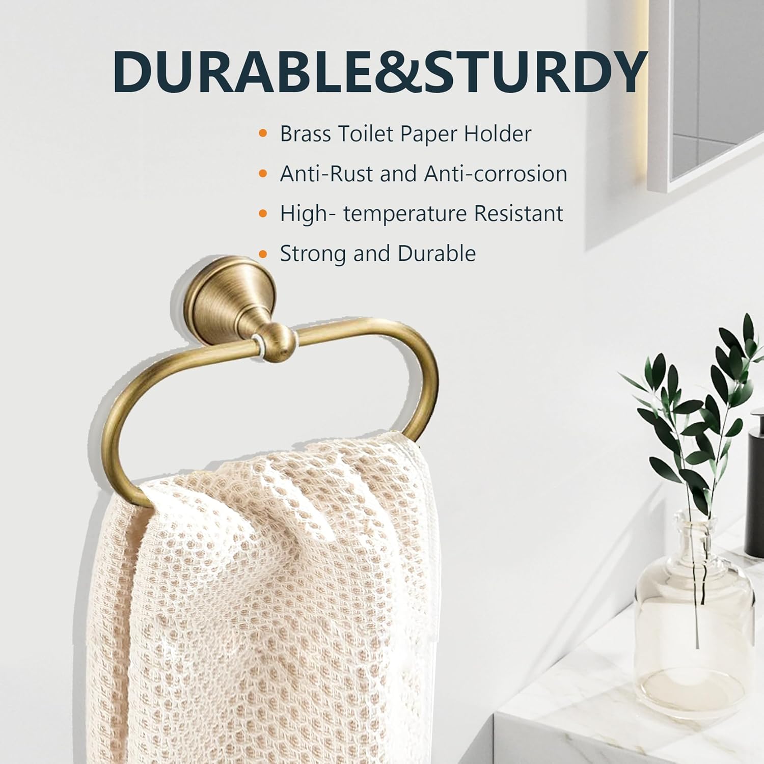 Brass Gold Toilet Paper Holder, Antique Hand Towel Ring Retro Hand Towel Holder Tissue Roll Paper Hanger Paper Towel Holder Wall Mounted Vintage 2 Pieces