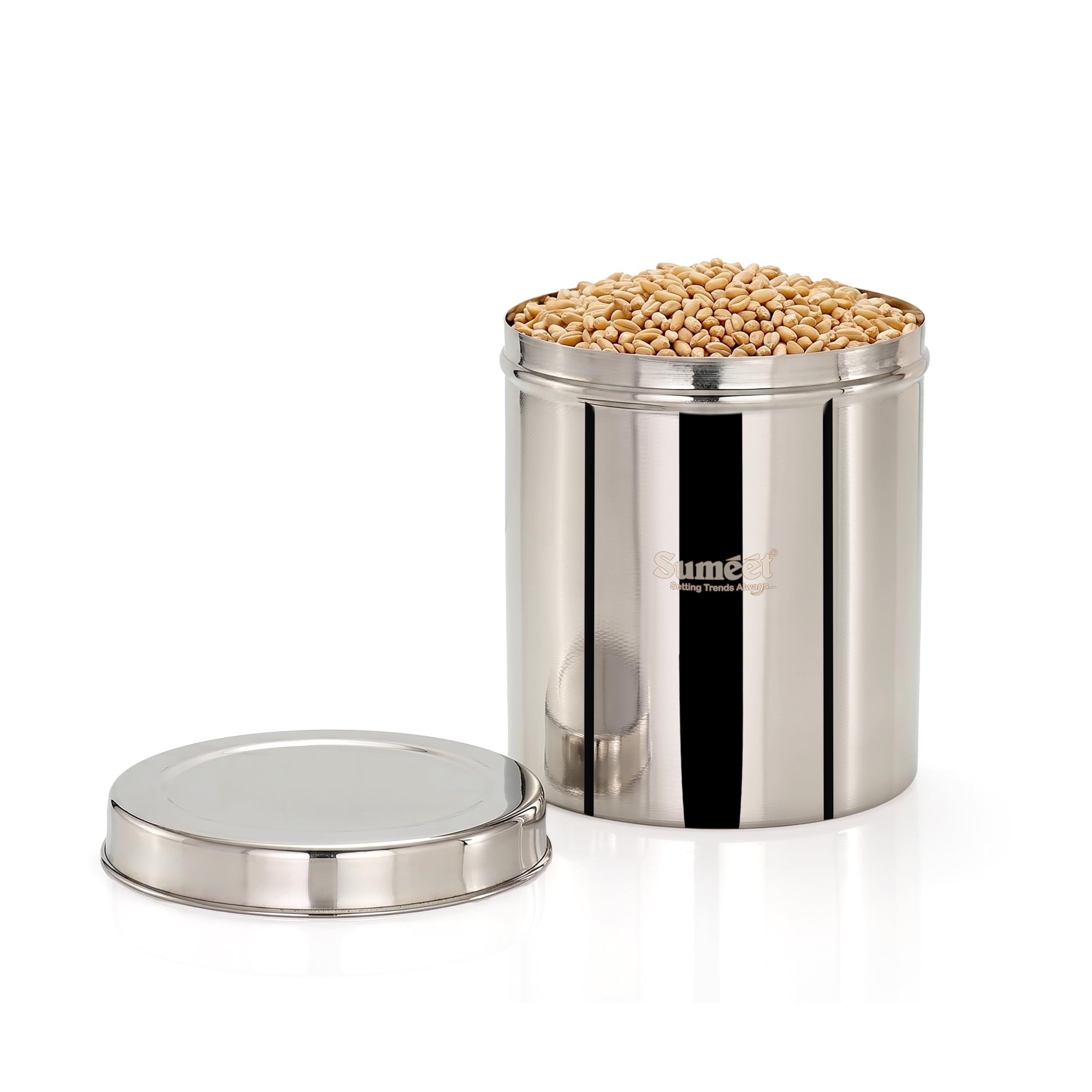 Sumeet Stainless Steel Large Dabba/Canisters/Vertical Storage Container for Kitchen, 20cm Dia - 6500ml - (5.7Kg to 6.3Kg Approx)-image-18