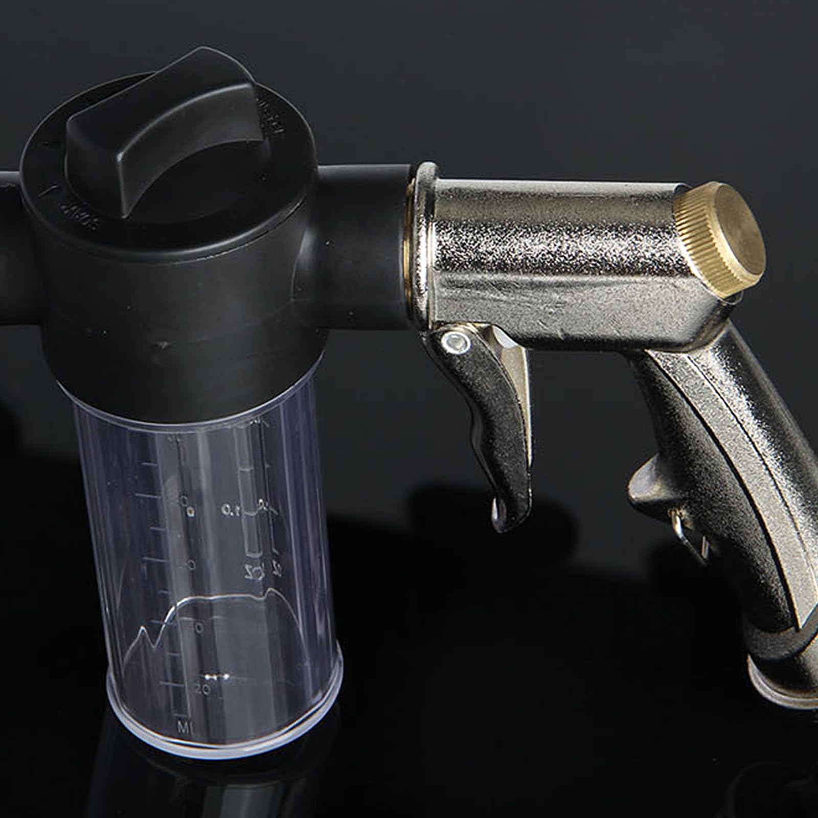 Manguera de jardín con depósito, pistola pulverizadora, boquilla de espuma, dispensador de jabón, pistola de riego, lavado de coche, limpieza de mascotas