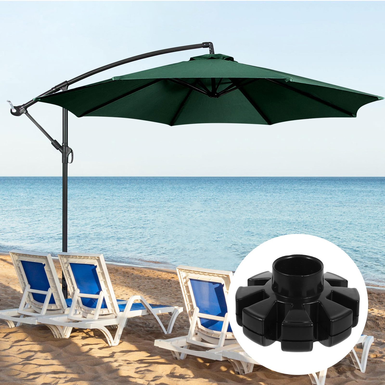 Manovella Piatto Superiore per Ombrellone Nero in Pp, Accessorio Ricambio per Ombrelloni da Spiaggia e Patio, per Vacanze Estive
