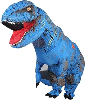 Zi Xi & Zi Qi T-Rex Inflatable Dinosaur Mascot Party Costume Fancy Dress Cosplay Outfit Adult (Blauer Dinosaurier)