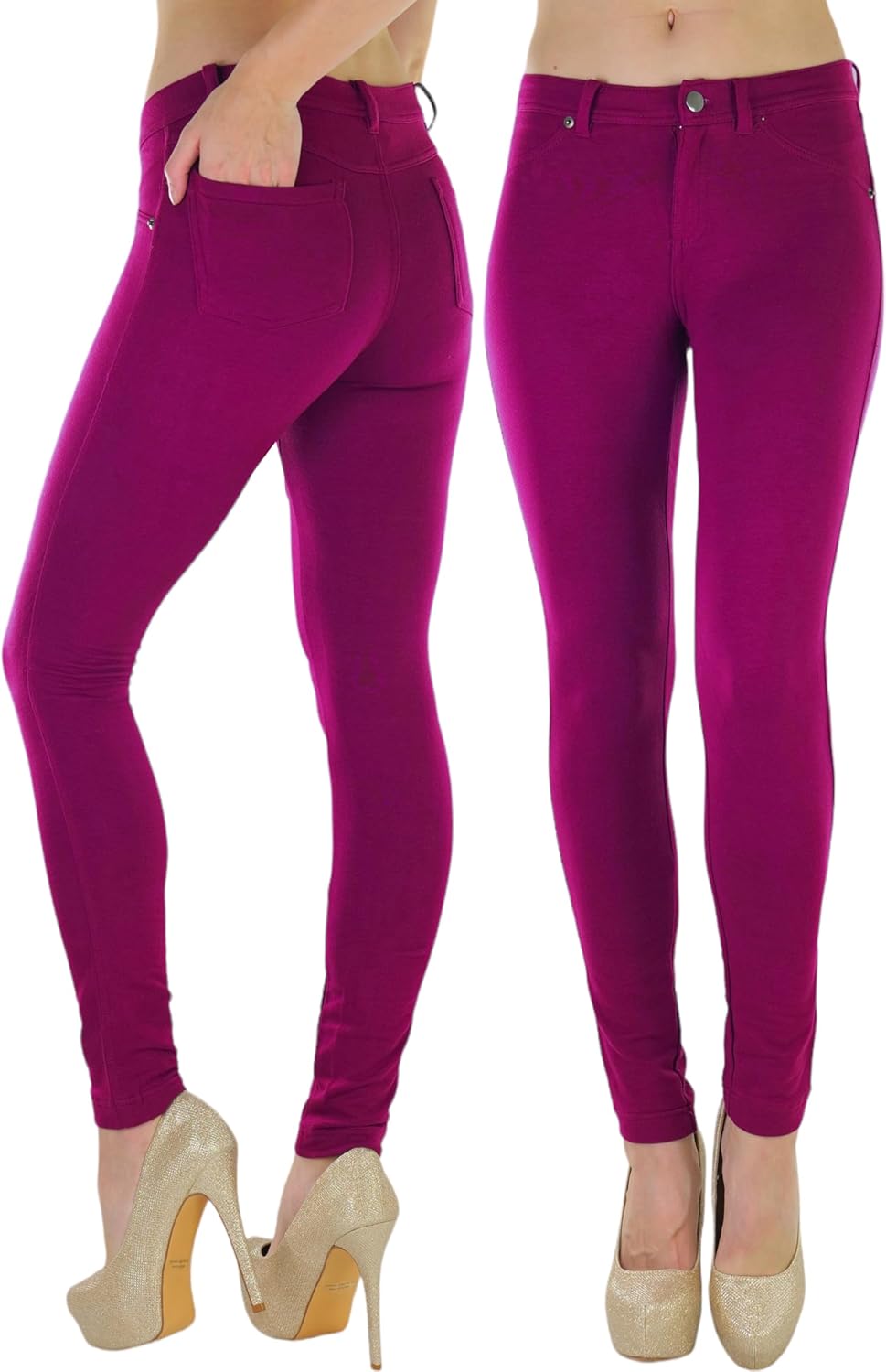 ToBeInStyle Women's Elastic Skinny Jean Pants w/Zipper & Pockets