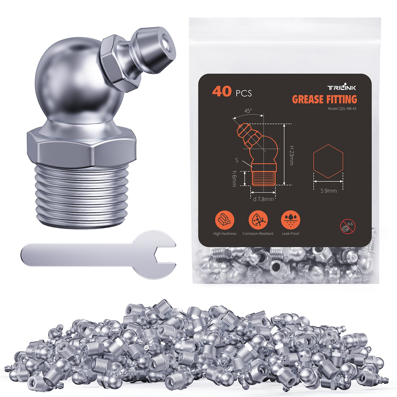 Amazon.com: TRILINK M8 Zerk Grease Fittings, Metric Grease Nipples
