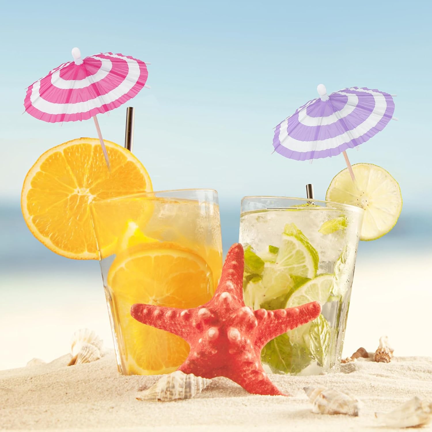 Drink Umbrellas Cocktail Picks - 125 Pcs Cocktail Umbrellas for Drinks, Mini Paper Umbrella Cocktail Toothpicks for Summer Tropical Tiki Bar Hawaiian Beach Pool Luau Party Decorations Supplies