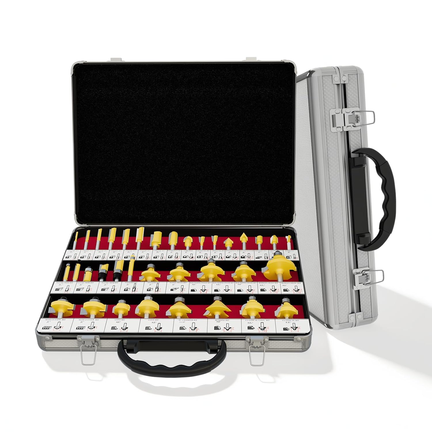 CATITO Router Bits Set, 35 Pieces, 1/4 Inch Shank, Tungsten Carbide, Professional Woodworking Milling Cutter Kit