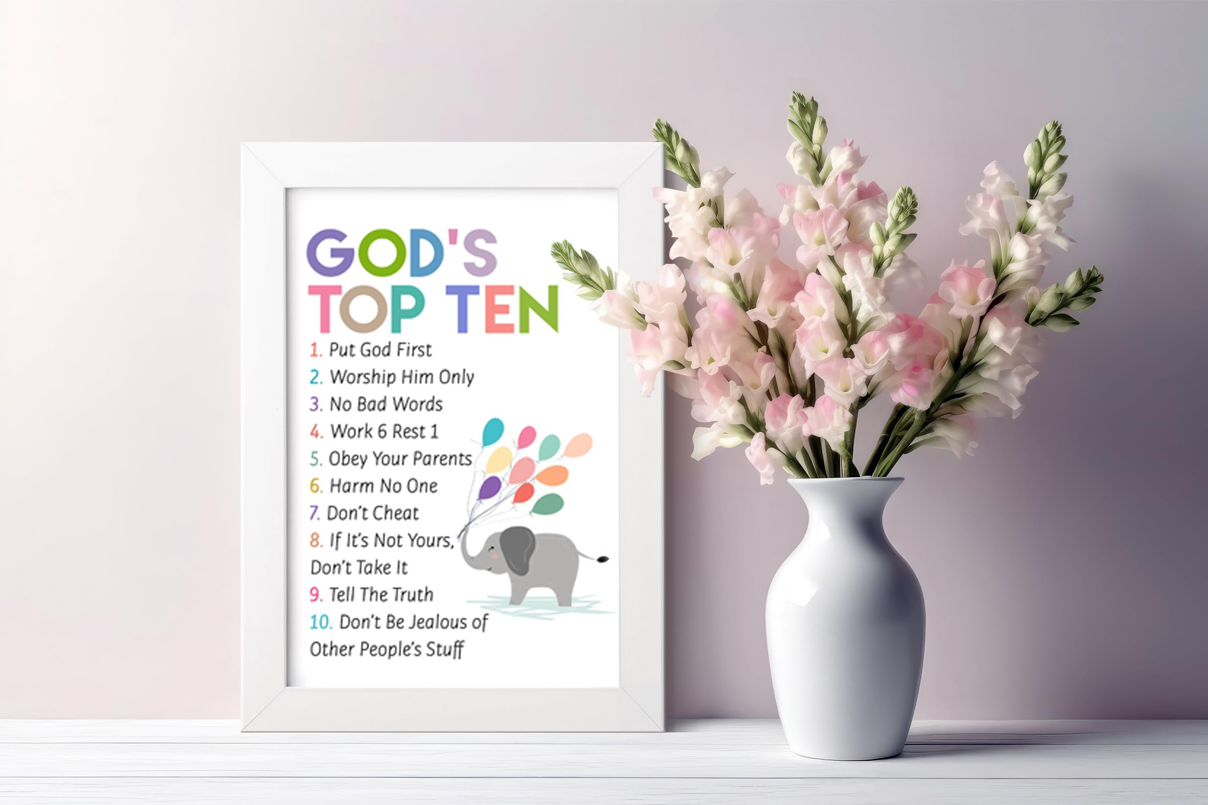 Elben Creatives God's Top Ten (The Ten Commandments) Kids Bible Verses Frames/Christian Children Photo Frames 2