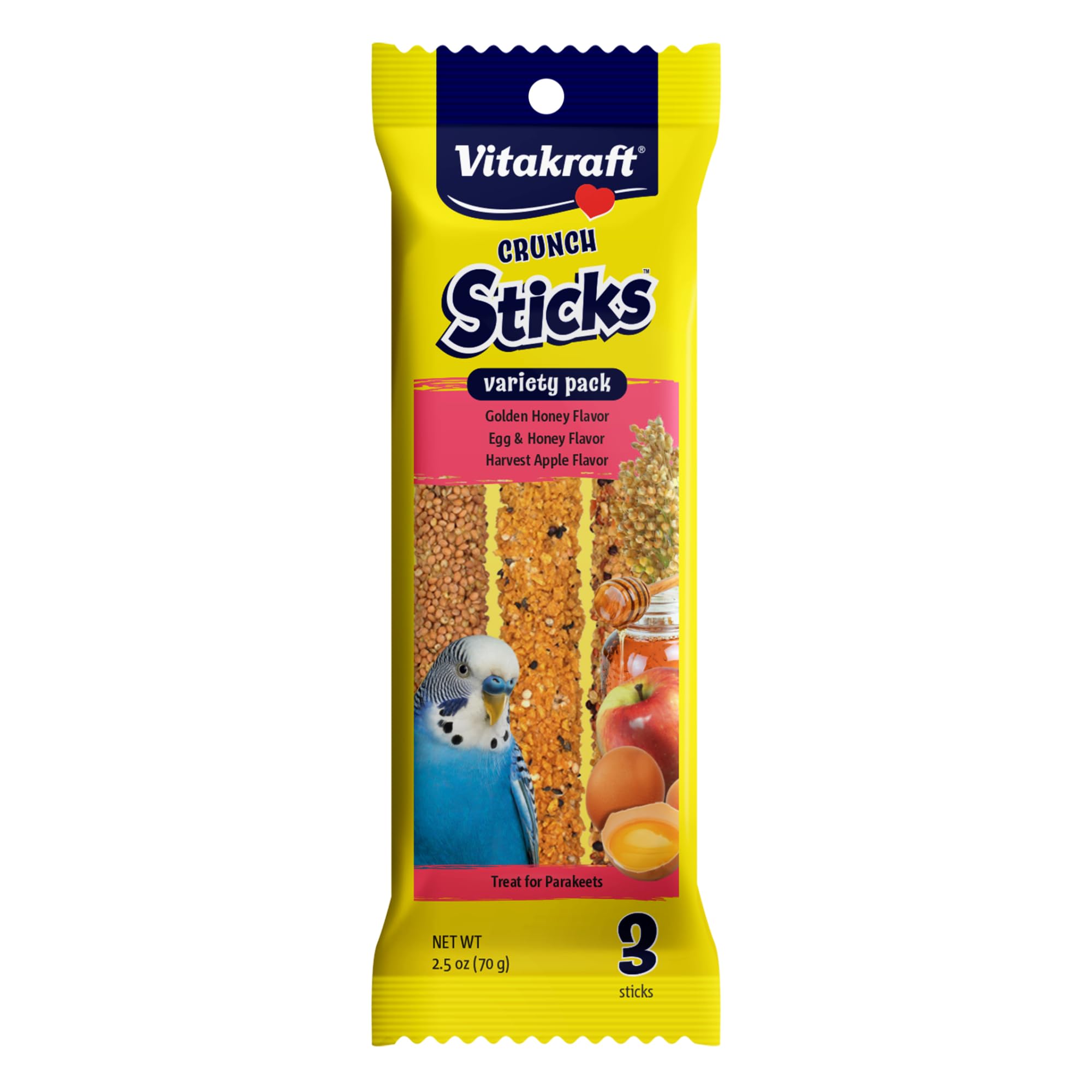 Vitakraft Crunch Sticks Parakeet Treat Variety Pack - 3 Sticks