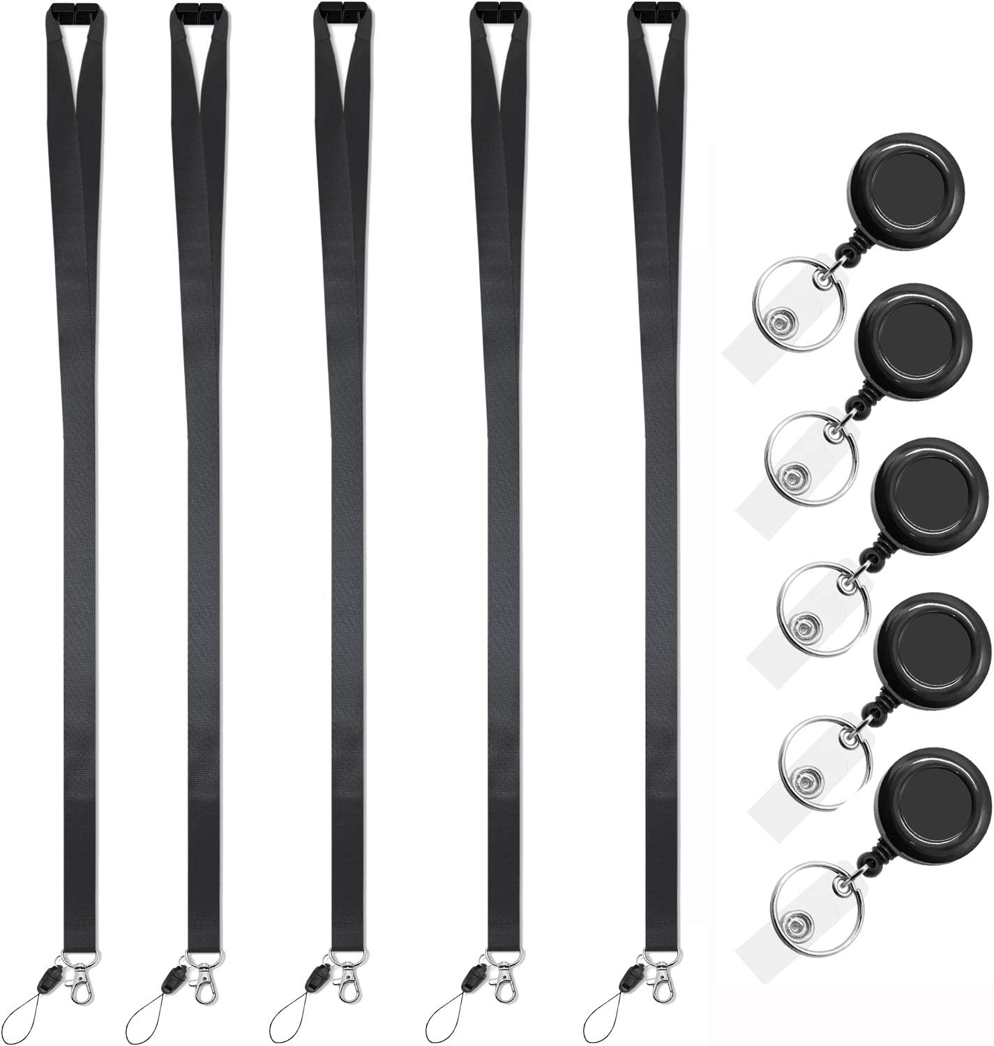 Black Lanyards 5 Pack with Retractable bagde Reel,Breakaway Safety Lanyard for ID Badge Holder - Image 3