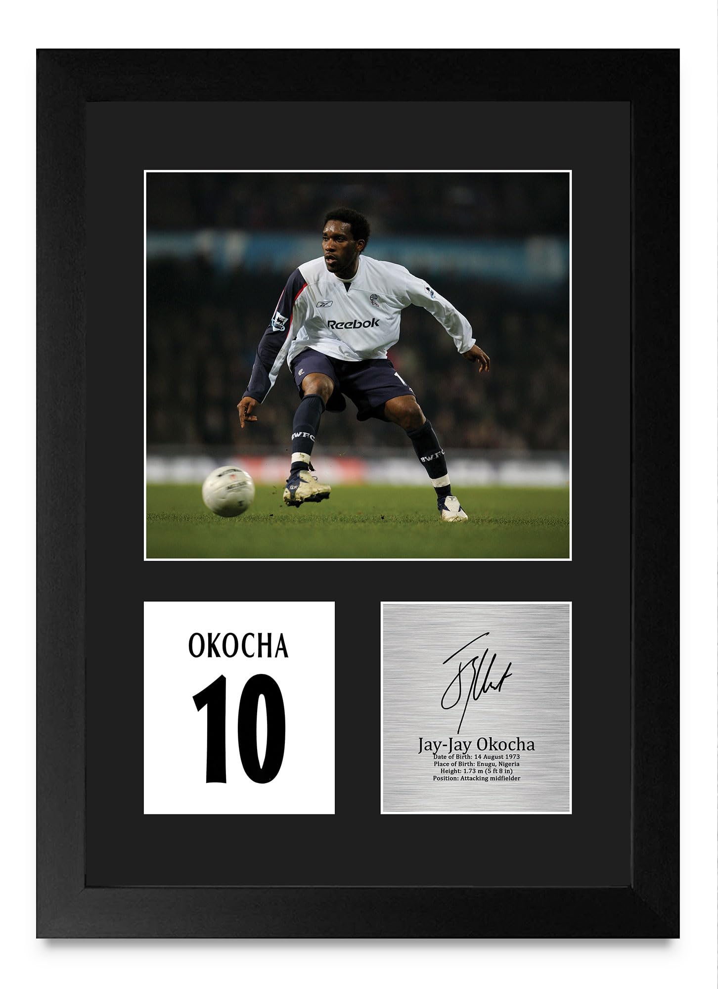 Autógrafo de Jay-Jay Okocha enmarcado para decorar despachos y habitaciones futboleras 6