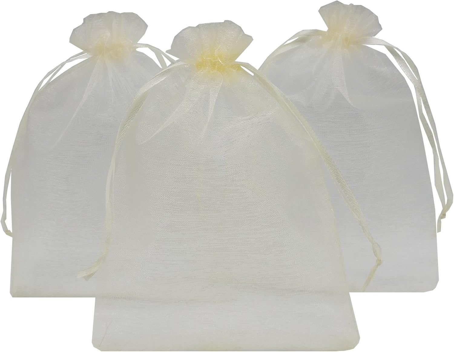 Ankirol 50pcs Large Sheer Organza Favor Bags 6.6x9 inch Jewelry Candy Gift Bags Mini Bottle Wine Bags Samples Display Drawstring Pouches (cream) image 2