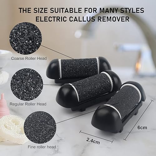 Miniatura 6 de Removedor de callos eléctrico para pies con 3 cabezas de rodillos 2 velocidades recargable, kit profesional de pedicura impermeable limpiador de