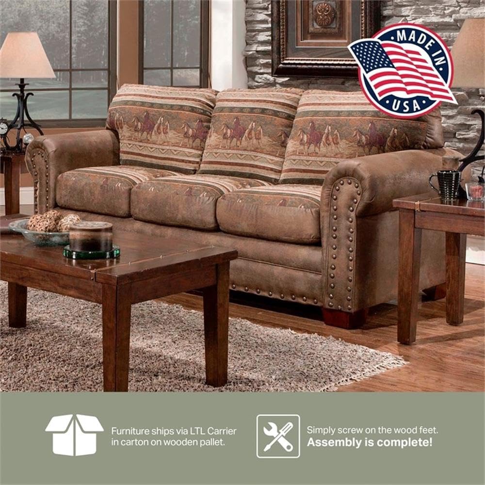 Wild Horses 88" Microfiber Sleeper Sofa Brown