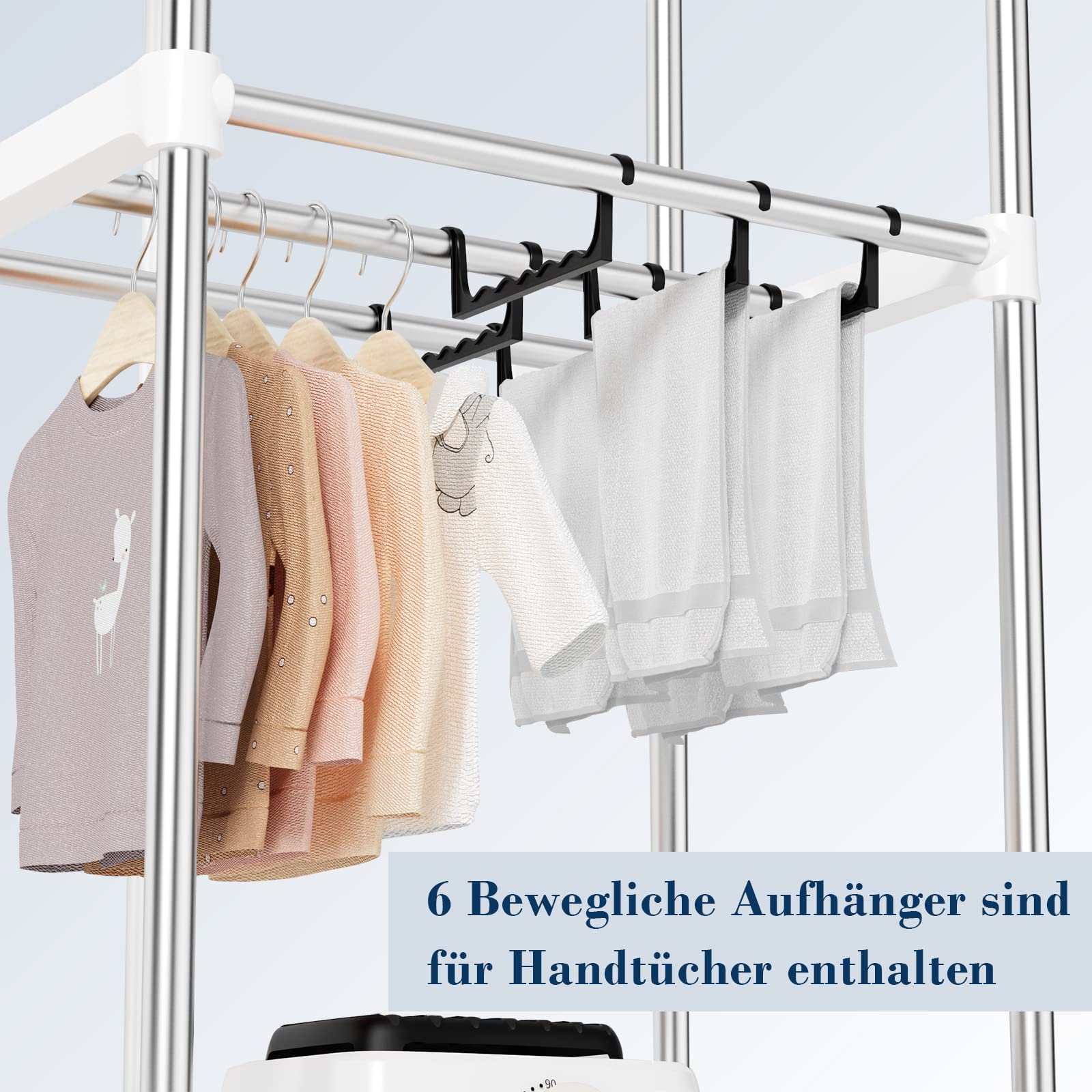Wäschetrockner, Tragbare Trockenmaschine mit Timer, 60inch Wäschetrockner mit großer Kapazität, elektrischer Trockner/Rack für Zuhause (Grau QW1)