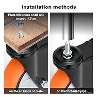 Vista 4 de Juego de 4 ruedas giratorias de vástago roscado de 6 pulgadas, ruedas industriales resistentes de 2000 libras, ruedas de 1/2"-13 x 1, ruedas