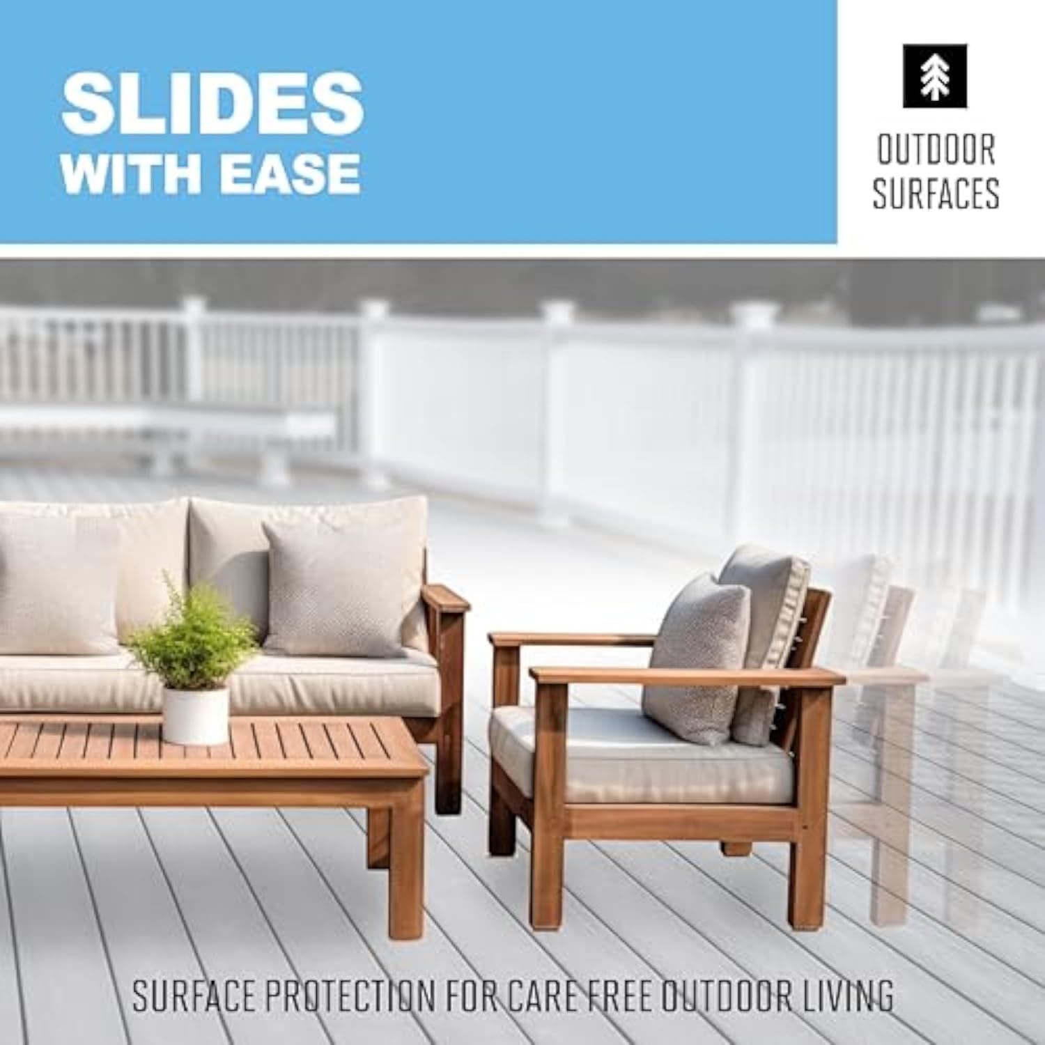 Super Sliders 2.87" x 0.87" Self-Stick Rectangle Furniture Sliders for Carpet and Outdoor Surfaces, Adhesive Indoor/Outdoor Furniture Moving Pads for Chairs and Tables, Set of 12, Beige