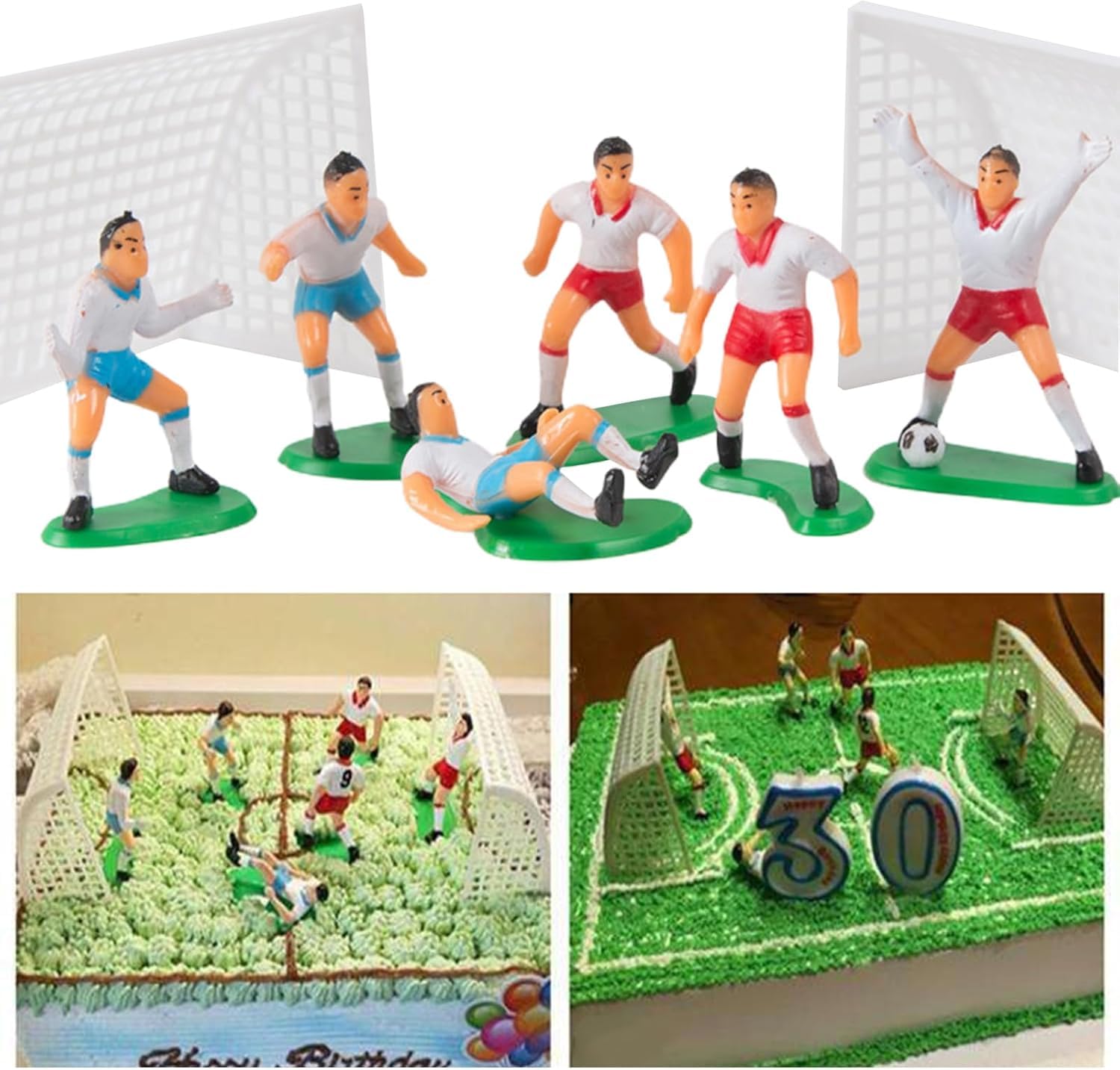 1Set 9 Pcs White Soccer Cake Toppers Plastic Soccer Players Toy Football World Cup Party Cake Decorations Cake Toppers Cooking and Baking - Image 2